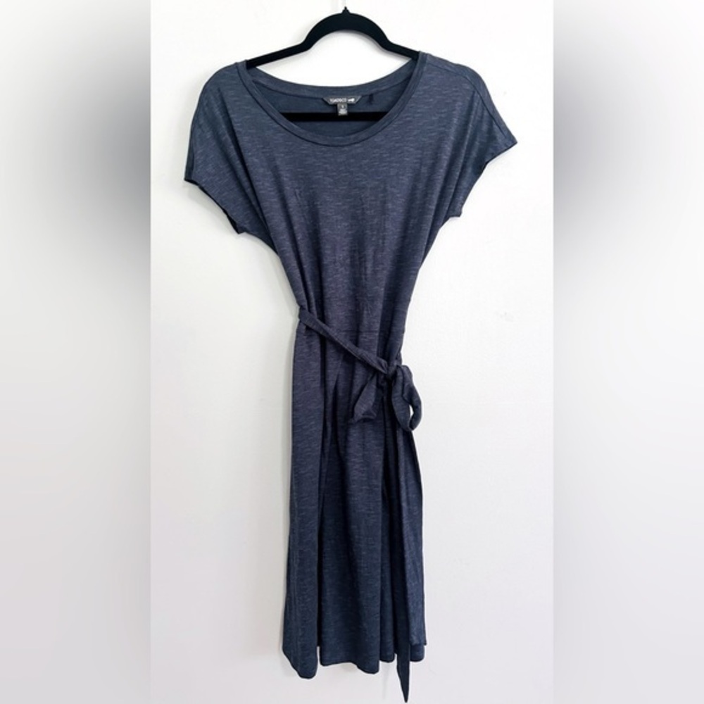 Toad & Co Faux Wrap Cap Sleeve Side Pockets Dress Crew Neck Dolman Sleeve Size S